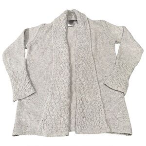 IrelandsEye Natural Fiber Wool Blend Textured Knit Open Front Cardigan